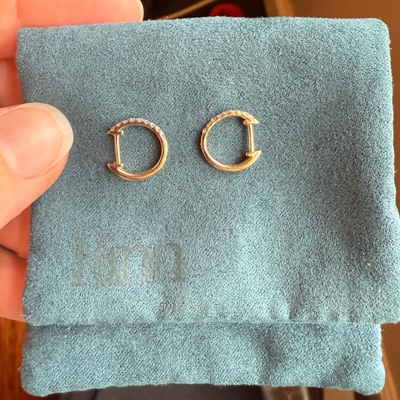 Kinn Pavé Hoop Huggie Earrings - Pair - Picture 4 of 8